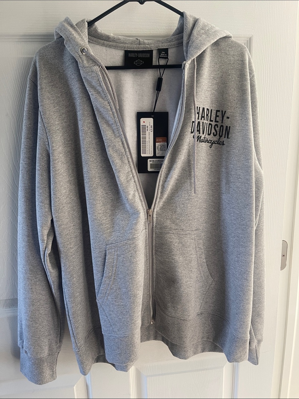 Harley-Davidson Light Gray Full-Zip Hooded Sweatshirt size 2XL New!